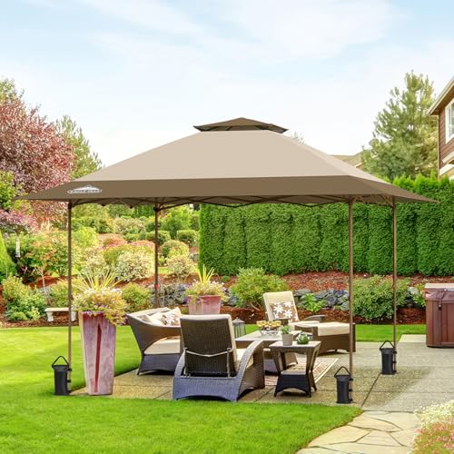 EAGLE PEAK 13x13 Straight Leg Pop Up Canopy Tent Instant Outdoor Canopy Easy Single Person Set up Folding Shelter w/Auto Extending Eaves 169 Square