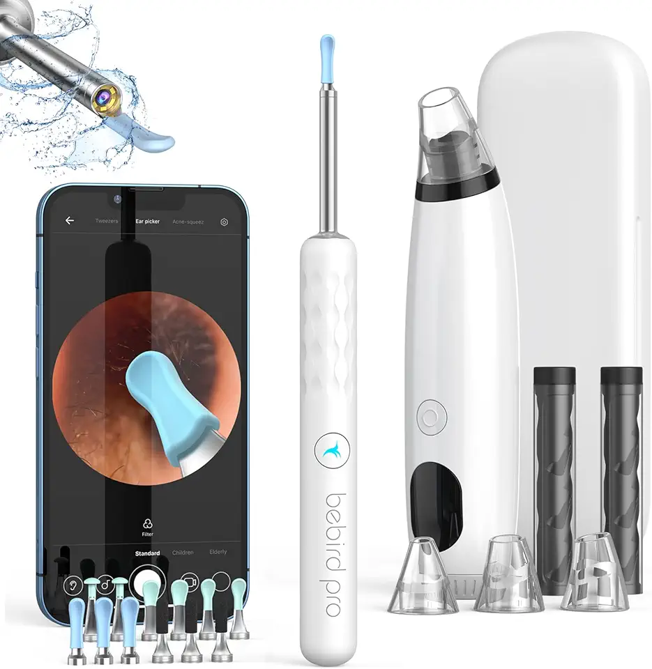 Bebird Pro Ear Wax Removal Tool with 1440P HD Camera and 6 LED Lights, Free with Deep Cleaning Blackhead Remover, Ear Cleaner for Smaller Ears