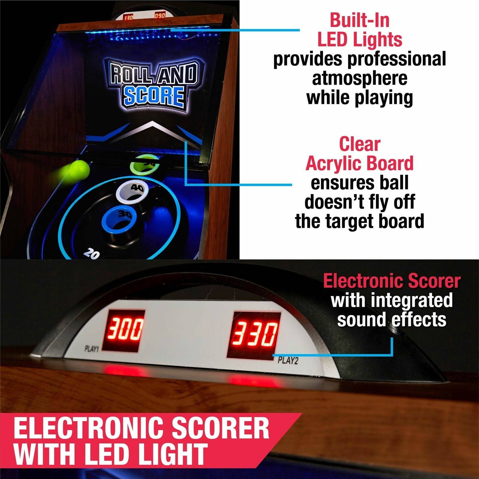 MD Sports 9& Roll and Score Game, LED Scorer, Arcade Sound Effects