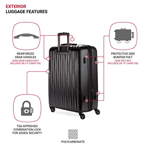 SwissGear 7272 Energie Expandable Hardside Luggage with Spinner Wheels and TSA Lock, Gunmetal, Carry-On 19-Inch