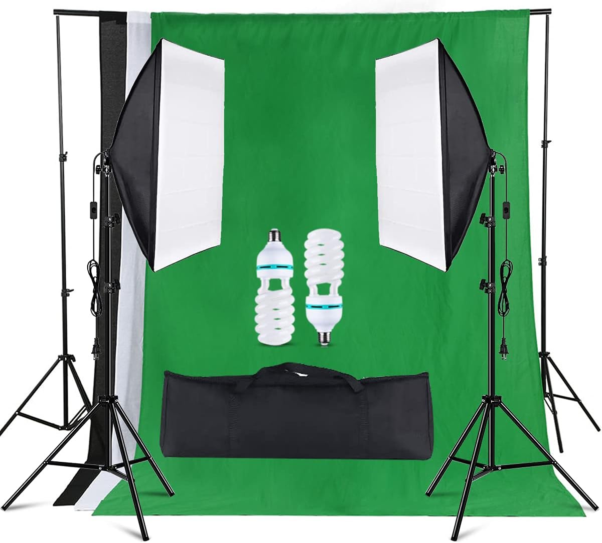 Portable Softbox Photography Video Lighting Kit Continuous Light System Background Frame Photography Photo Studio Equipment with 3 Colors Backdrop