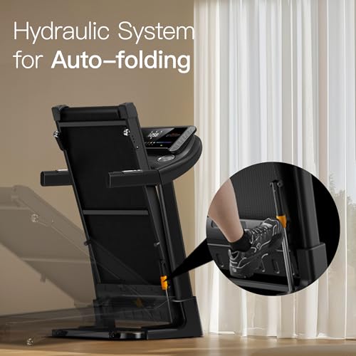 CURSOR FITNESS Home Folding Treadmill with Pulse Sensor, 2.5 HP Quiet Brushless, 7.5 MPH, 265 LBS Capacity