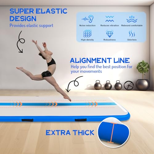 FEATH-R-LITE 10/13ft Inflatable Gymnastics Tumble Track Tumbling Mat 4in Thick Air Floor Tumble Track with Electric Pump for Cheer