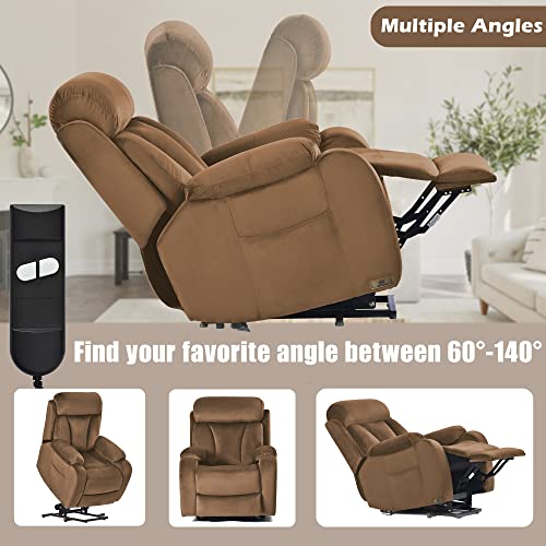 Small Power Lift Recliner for Elderly, Lift Chair Recliners, Electric Recliner Chairs for Seniors, Remote Control, Adjustable, Side Pocket (Navy Blue)