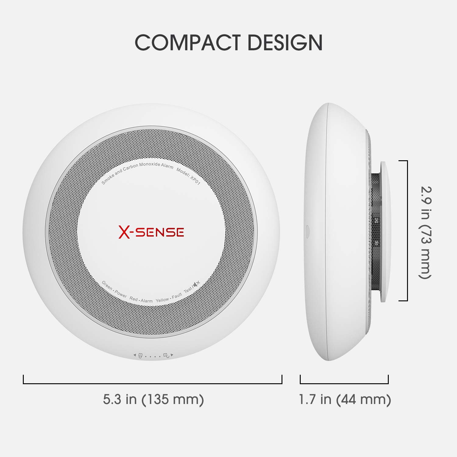 X-Sense 10-Year Battery Combination Smoke and Carbon Monoxide Alarm Detector with Large Silence Button, XP01