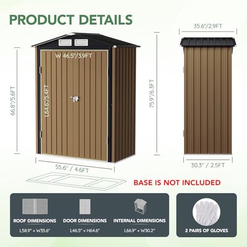 6x4FT Outdoor Steel Storage Shed with Clear Window, Lockable Doors, Weather-Resistant Metal Tool Shed for Garden, Backyard, Patio, and Utility Storage