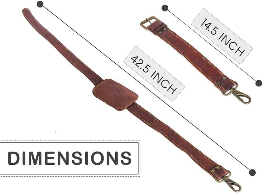 Leather Adjustable Padded Replacement Shoulder Strap with Metal Swivel Hooks for Messenger, Laptop, Camera, Duffle Bags & More