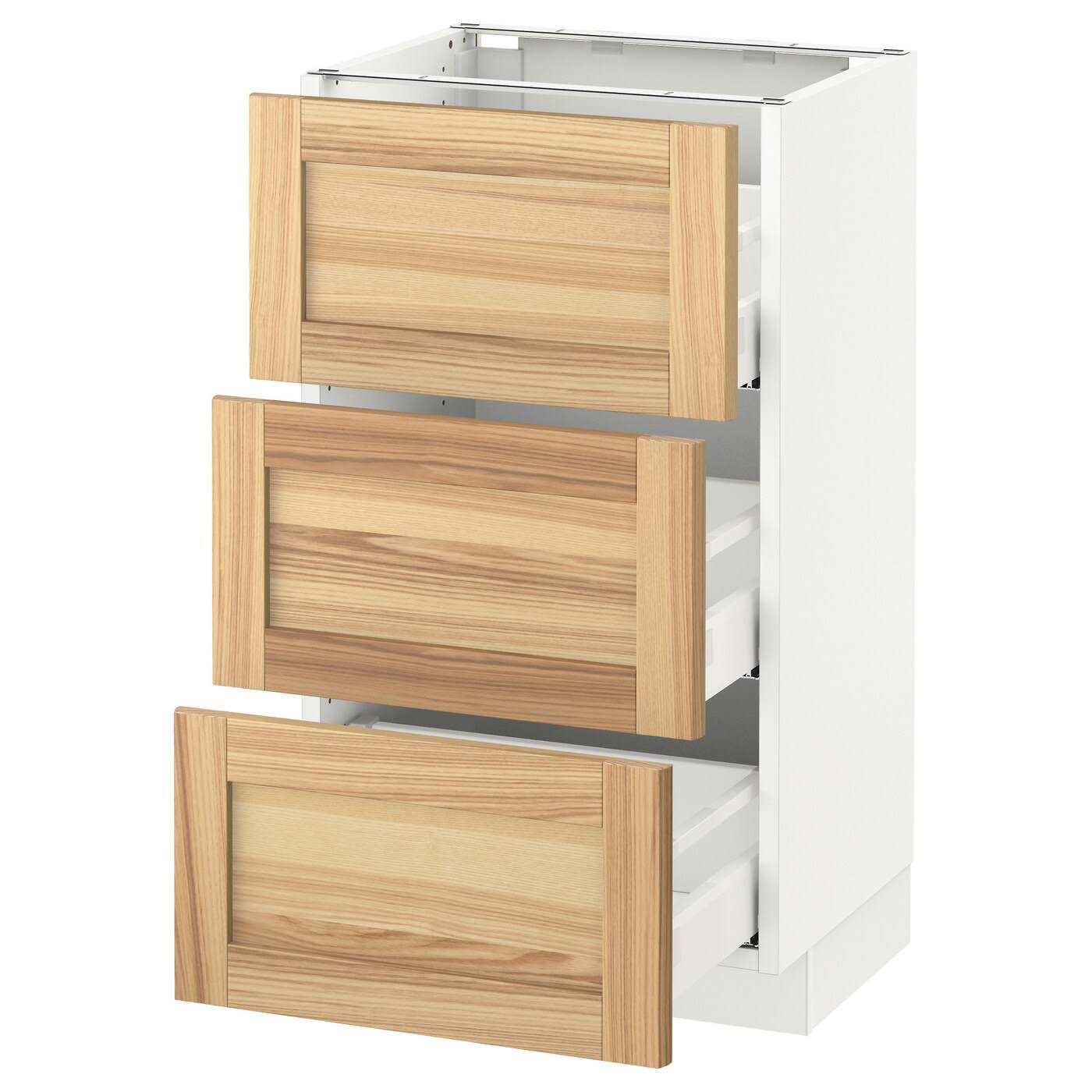 IKEA - SEKTION Base Cabinet with 3 Drawers, White Maximera/Torhamn Ash, 18x15x30 39140882