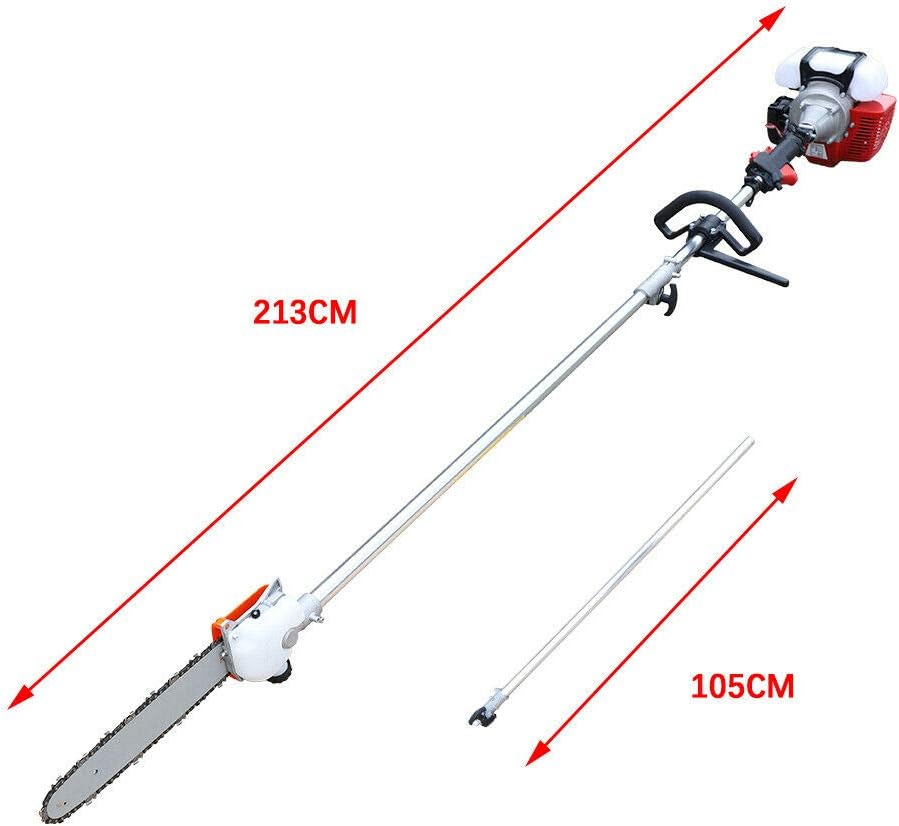 DNYSYSJ Polesaws Gas Powered for Tree Trimming Gas Powered 42.7CC Gas Pole Chainsaw 2-Stroke for Branches Pruner Trimmer Total Height: 133.86inch