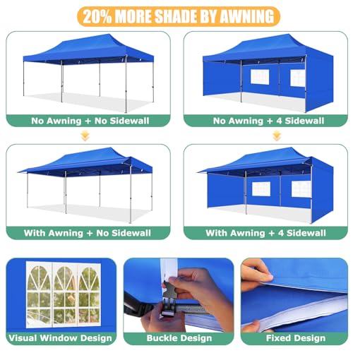 COBIZI 10x10 Pop Up Canopy Tent with Awning