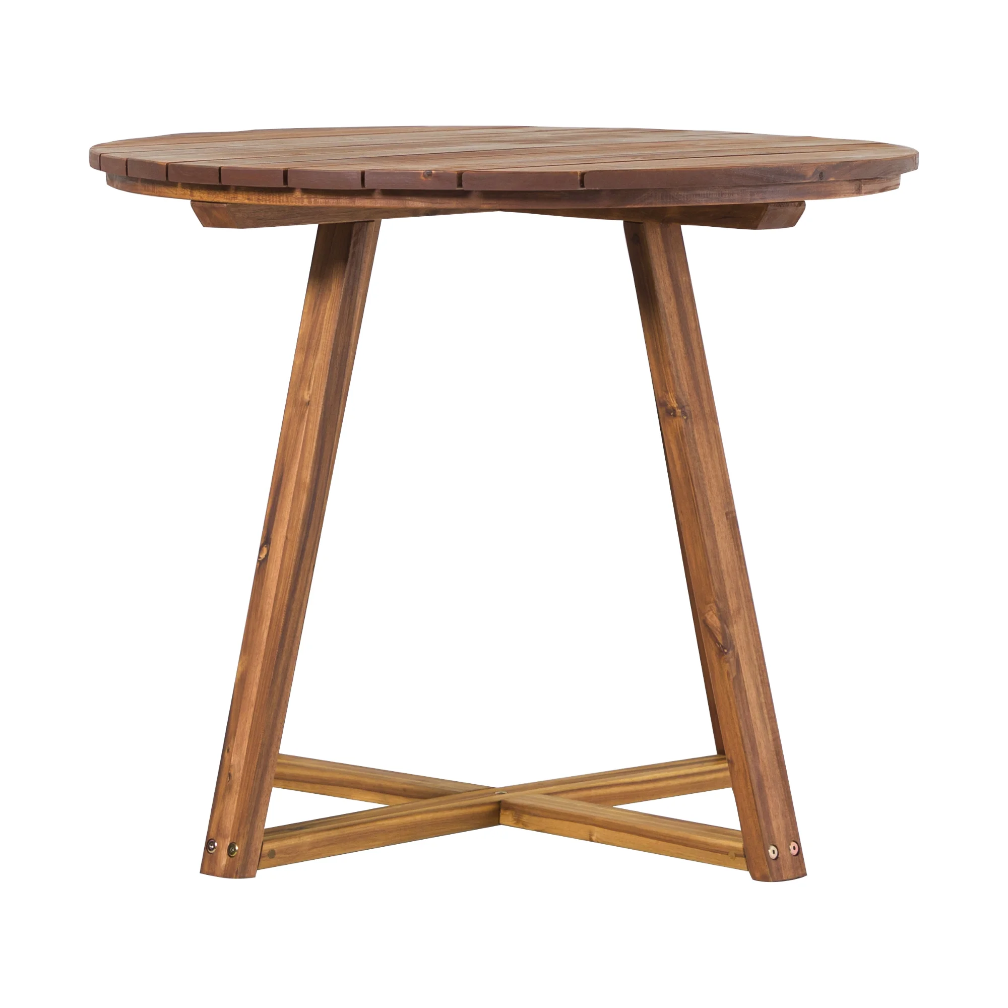 Walker Edison Modern 30” Solid Acacia Wood Outdoor Dining Table, Brown