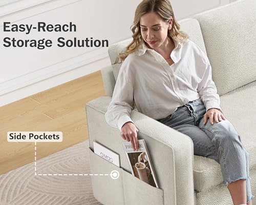 81" Sleeper Sofa Bed with Pull Out Bed, L Shaped Couch Sectional Sleeper Sofa, Pull Out Couch with Reversible Storage Chaise, Side Pockets