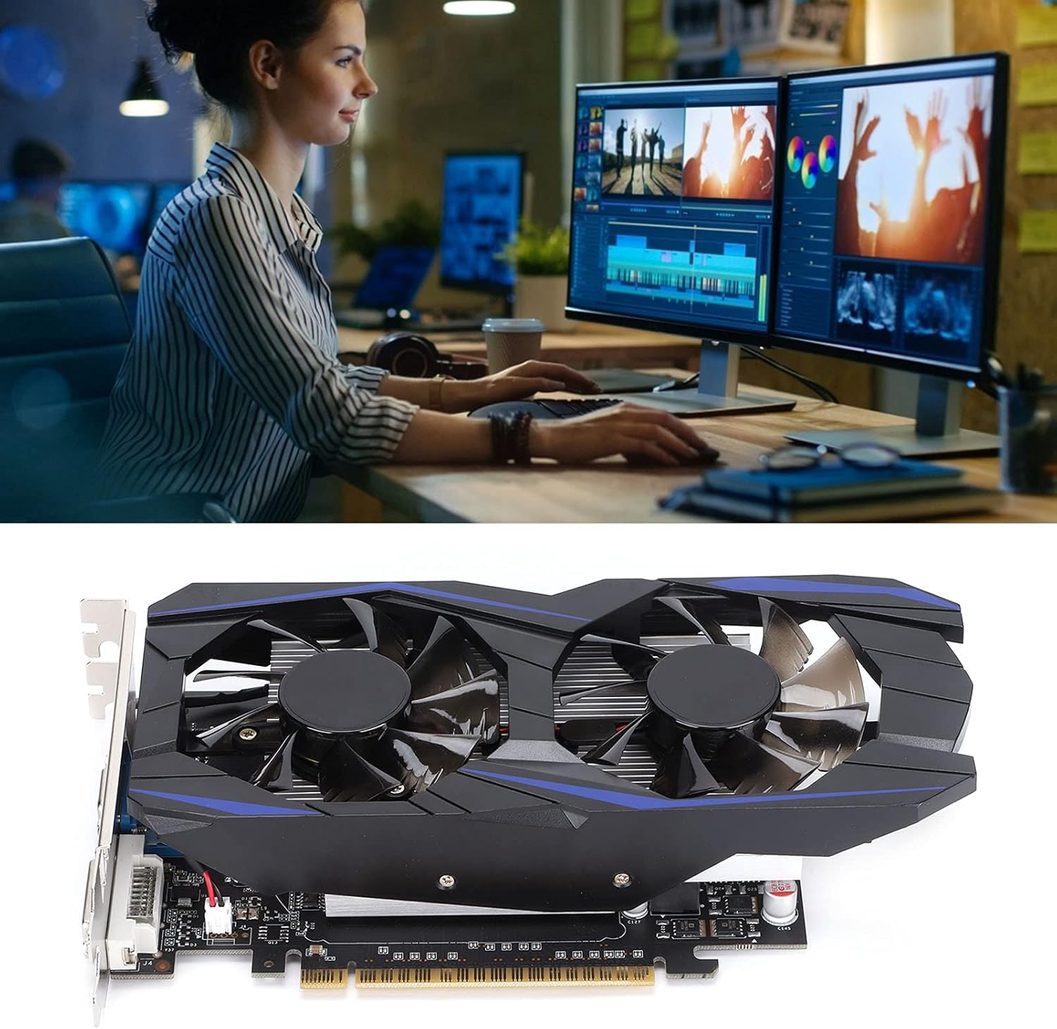 GTX1050Ti 4GB DDR5 Graphics Card, 128bit Desktop Computer Game Video Graphics Card with Dual Cooling Fan