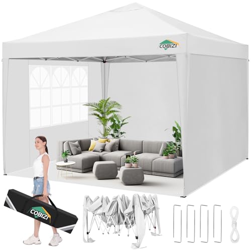 COBIZI 10x10 Pop up Canopy Tent Protable Canopy Tent with 4 Sidewalls Waterproof Commercial Instant Shelter for Parties, Wedding