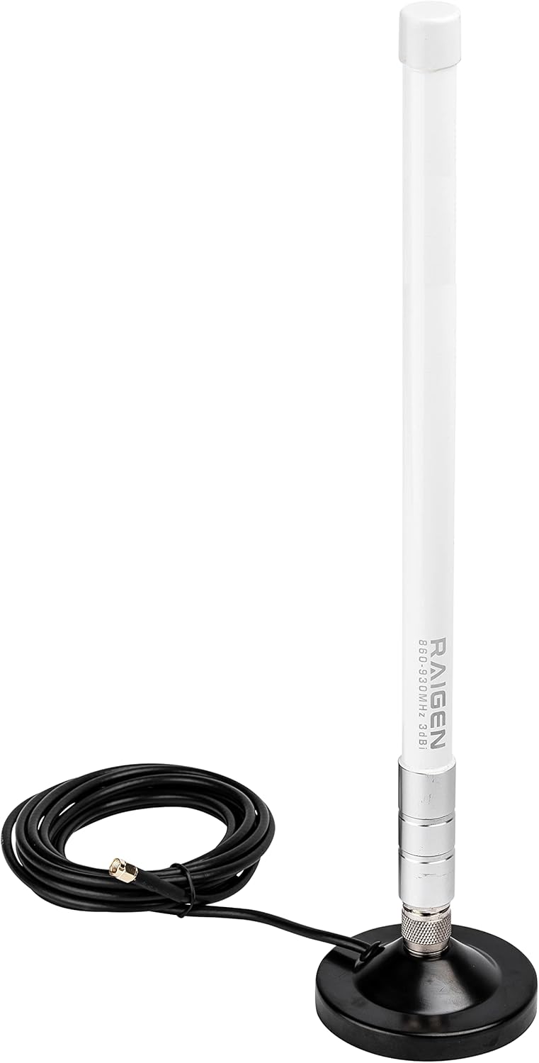 RAIGEN LoRa Fiberglass Antenna & Magnetic Base, N-Male & SMA Male Connector 6.5ft Raigen-200 Cable for 915Mhz Helium Hotspot Miner for MNTD, Nebra