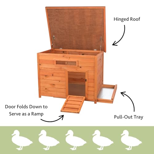 TRIXIE Natura Duck Coop &ndash; Wooden Duck House for Free Roaming Ducks &ndash; Chicken Crate Suitable for Quails and Other Poultry &ndash; in Brown