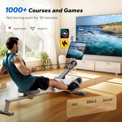 MERACH Foldable Rowing Machines for Home, Magnetic Rowing Machine with 16-Level, Compact Row Saves 20% Space, 350 LBS Load Capacity