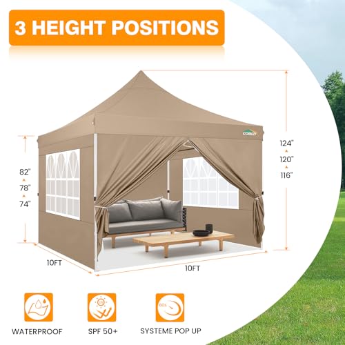 10x10 Pop Up Canopy Tent with 4 Sidewalls and Mesh Windows 2.0