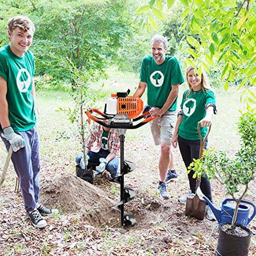 Post Hole Digger,72CC Auger Post Hole Digger Gas Powered Auger with 3 Earth Drill Bits 4" & 8" & 12", 3 Extension Rods for Fence Garden Farm Plant