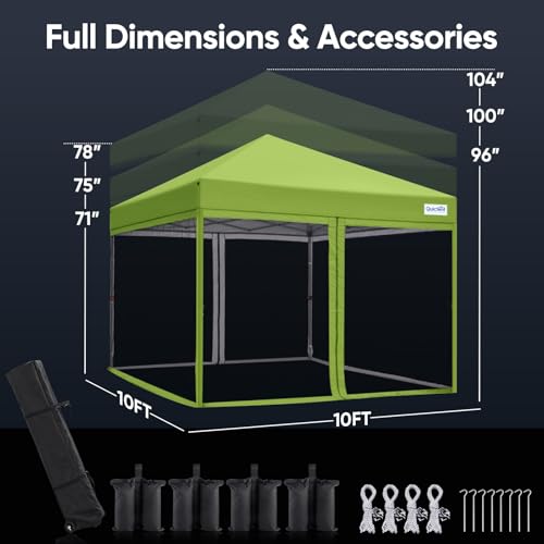 Quictent 6.6'x6.6' Pop up Screened Canopy Tent with Mosquito Netting, Portable Easy up Outdoor Screen House Shelter Fully Sealed for Patio