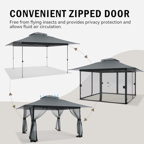 Outdoor Pop Up Gazebo 10x10 - Instant Canopy Tent with Mosquito Nettings