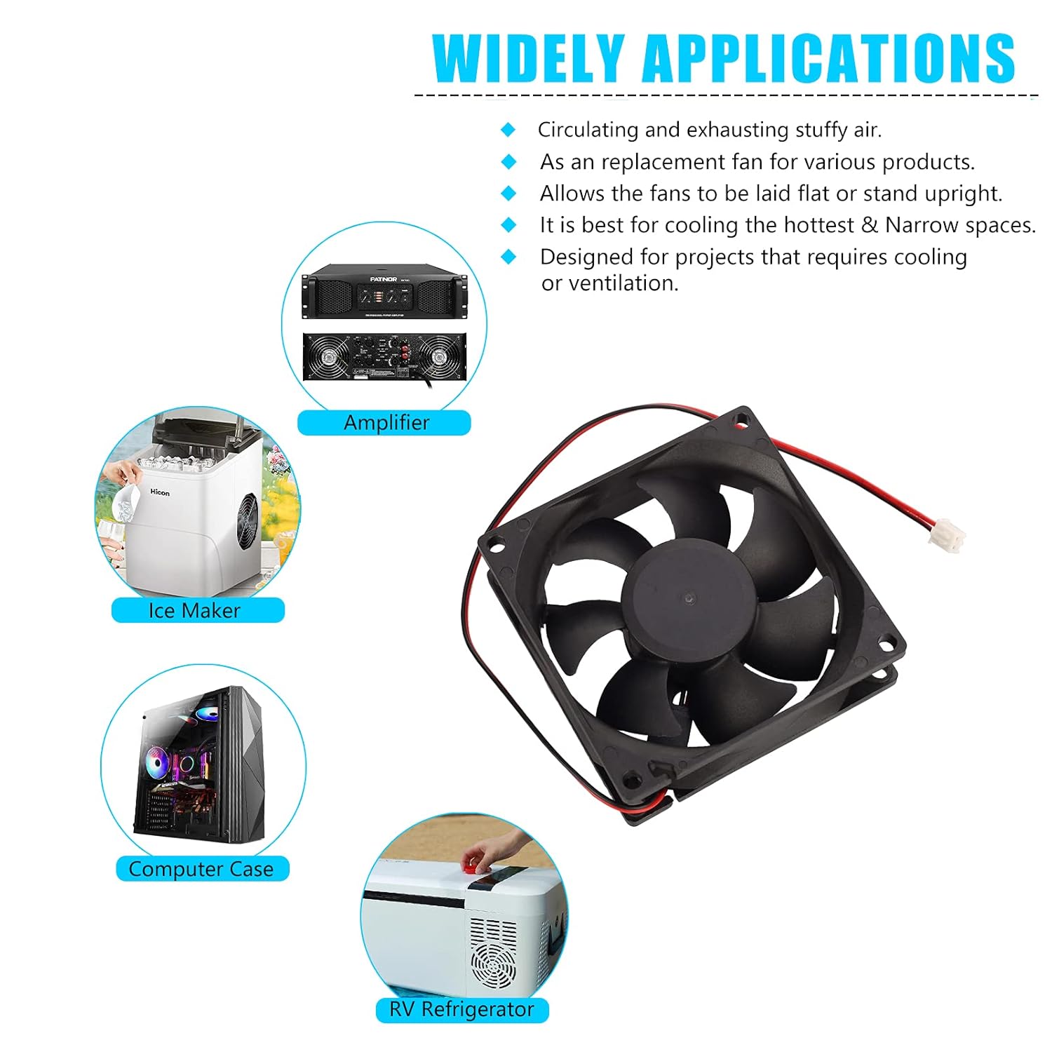 80mm Standard Case Fan 80x80x25mm DC 12V Brushless 2-Pin High Performance PC Computer Case Cooling Fan