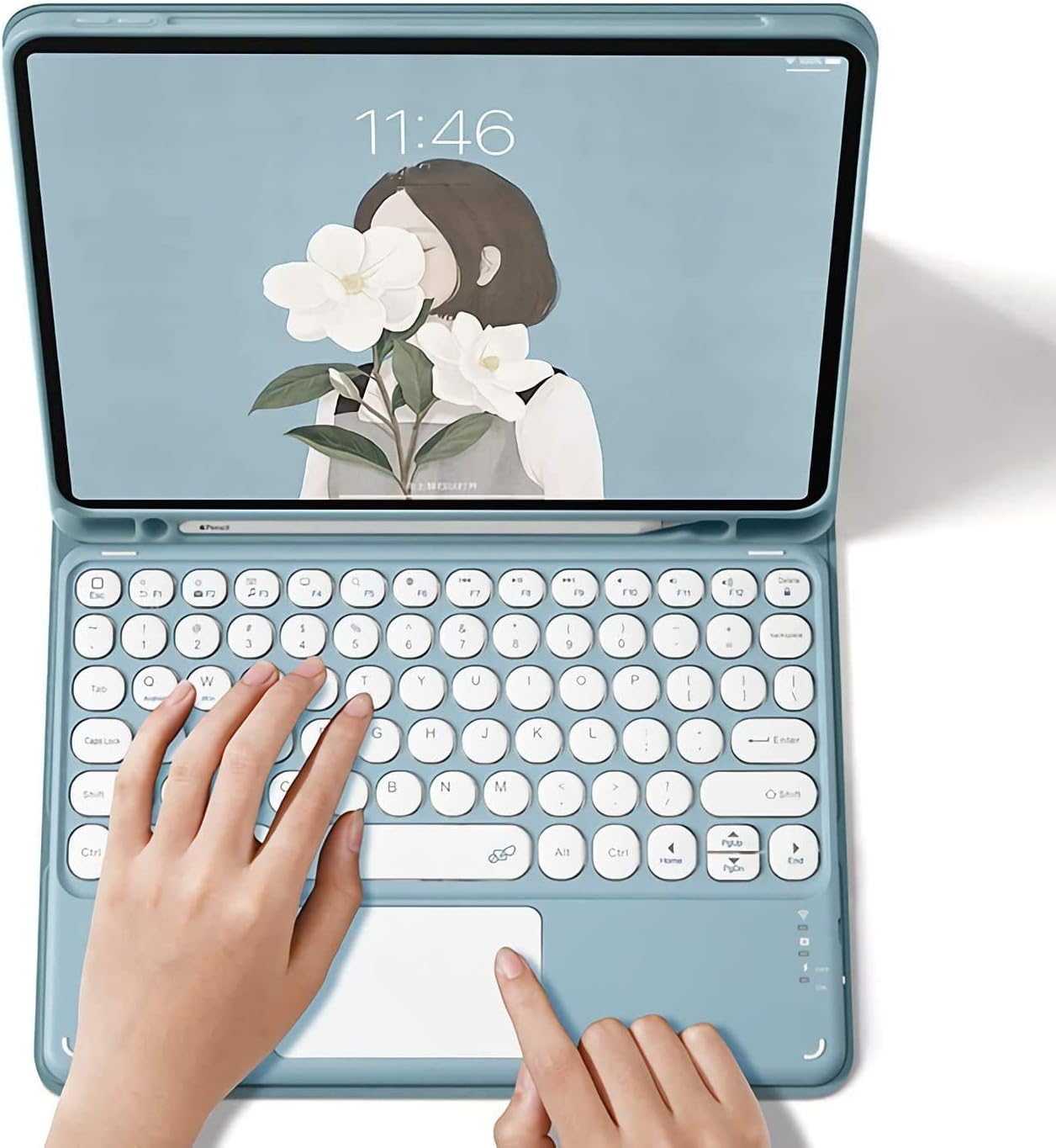 Keyboard Case for iPad Pro 11 2021/2020-Touchpad Detachable Keyboard with Pencil Holder -Slim Leather Folio Smart Cover for iPad 11 inch 3rd/2nd
