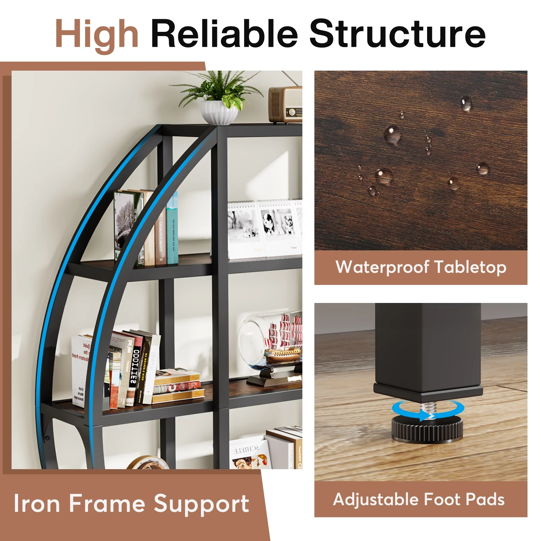 Tribesigns 69" Tall Bookshelf, 5 Tiers Large Etagere Bookcase Storage Shelves