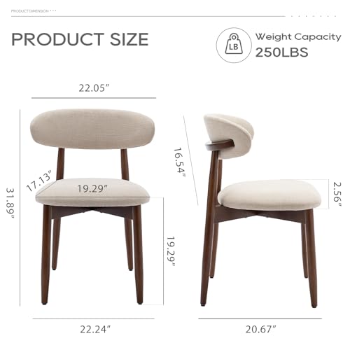 COLAMY Wooden Dining Chairs Set of 4, Modern Fabric Upholstered Dining Room Chair, Farmhouse Kitchen Chairs with Foot Pegs, Green