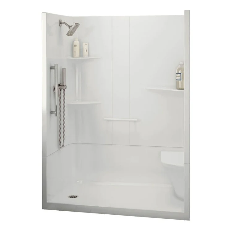 Shower Module Allia 60 x 34-1/2 x 79 Inch Acrylic White 2 Pieces Right Seat