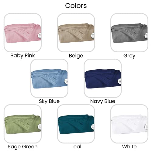 Cotton Clinic Waffle Bed Blanket 100% Cotton - All Season Blanket - Soft Breathable Lightweight - Perfect Blanket Layer for Couch Bed Sofa