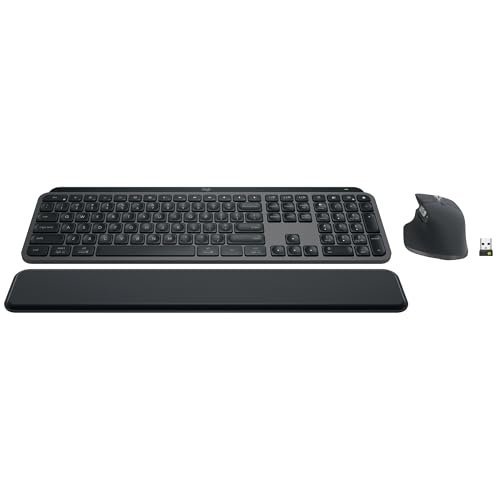 Logitech MX Keys S Combo - Performance Wireless Keyboard and Mouse with Palm Rest, Customizable Illumination, Fast Scrolling, Bluetooth, USB C