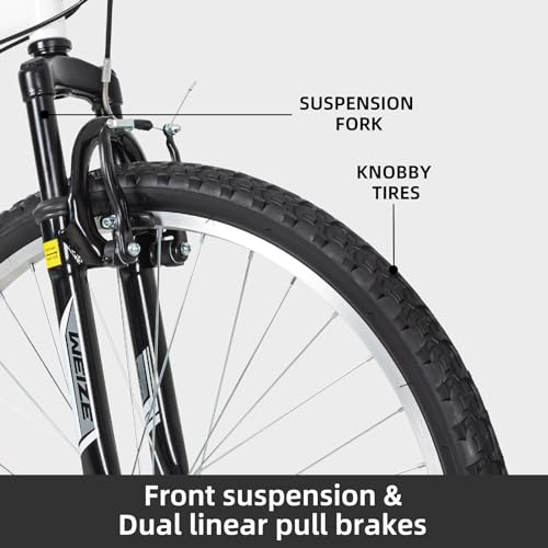 WEIZE Mountain Bike, 26 27.5 inch Outdoor Hybrid Bikes,18-Speed/High-Carbon Steel/Dual Full Suspension, Adjustable Ergonomic Seat for Men Women Adult