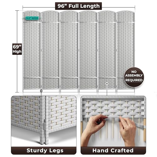 Sorbus 8-Panel Black Room Divider with Double Hinged Panels, 6 ft Tall Folding Privacy Screen