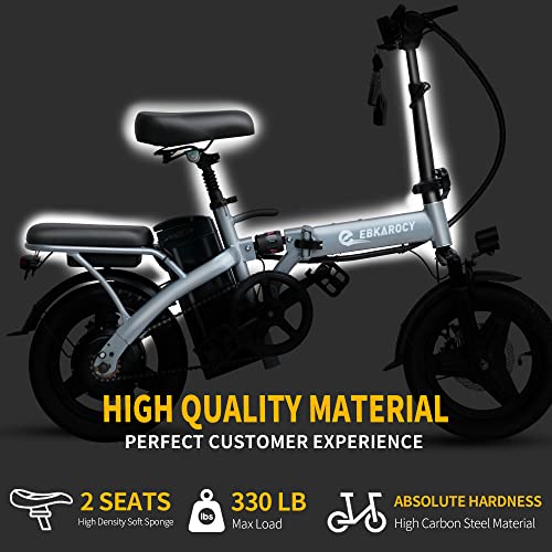 EBKAROCY Ebikes for Adults, 400W Motor 22MPH Max Speed, 14” Tire, 48V 15AH Removable Battery for Electric Bike, Multi-Shock Absorption, City Commuter