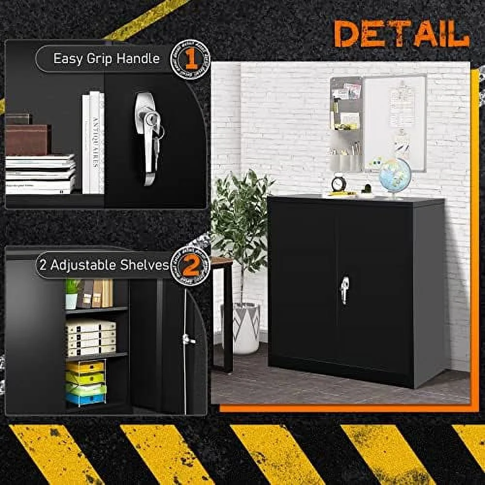 GEROBOOM Metal Garage Cabinet  72\u201D Large  Cabinet with 2 Doors and 4 Adjustable Shelves  Steel Tool Cabinets  Metal File  Cabinet for Home