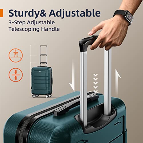 SHOWKOO Luggage Sets Expandable PC+ABS Durable Suitcase Double Wheels TSA Lock Black