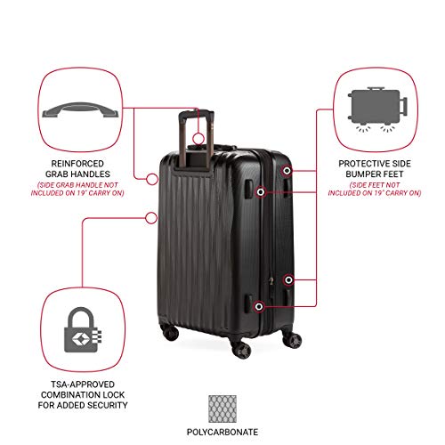 SwissGear 7272 Energie Expandable Hardside Luggage with Spinner Wheels and TSA Lock, Gunmetal, Carry-On 19-Inch