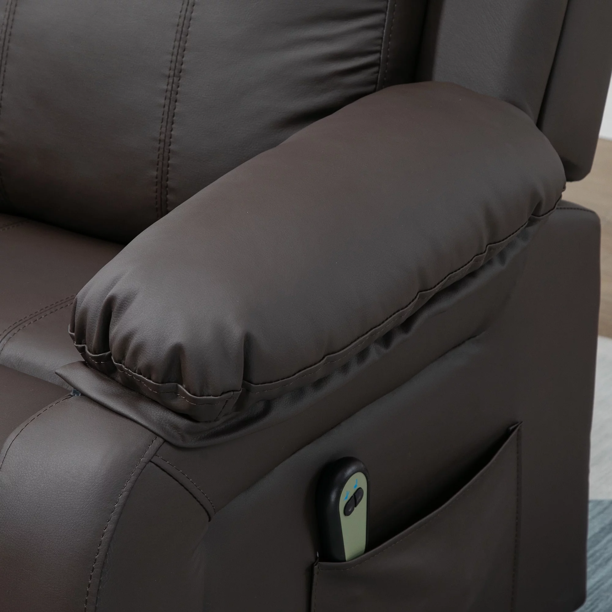 HOMCOM Living Room Power Lift Chair, PU Leather Electric Recliner Sofa Chair for Elderly with Remote Control, 3 Positions, Side Pockets