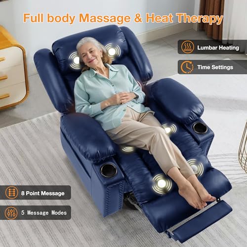 Triple Motor Large Power Lift Recliner Chair for Elderly with Heat and Massage, Lay Flat Lift Chairs for Seniors Infinite Position, Extended Footrest