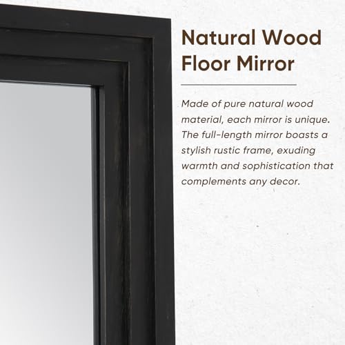 Full Length Mirror, 71"×32" Wooden Mirror Full Length with Stand Wood Floor Mirror, Oversized Stand Up Mirrors Large Wall Mirrors