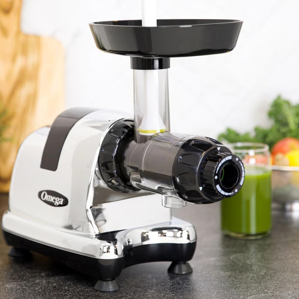 Omega J8006HDC Cold Press Juicer Machine, Vegetable and Fruit Juice Extractor and Nutrition System, Triple-Stage Slow Masticating Juicer, 200 W