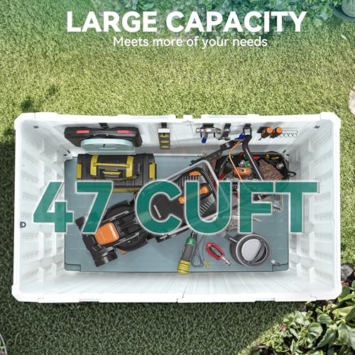 YITAHOME Outdoor Horizontal Storage Sheds w/o Shelf, Weather Resistant Resin Tool Shed, Multi-Opening Door for Storage of Bike, Trash Cans