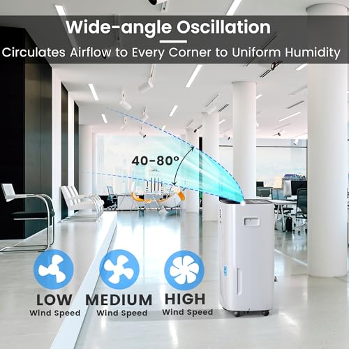 Yaufey 2500 Sq. Ft Home Dehumidifier for Medium to Large Rooms and Basements with Auto or Manual Drainage, 0.48 Gallon Water Tank Capacity