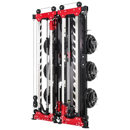 Altas Strength Folding Home Gym Smith Machine with Pulley System Gym Squat Rack Weight Bar Upper Body Strength Training Leg Developer Commercial