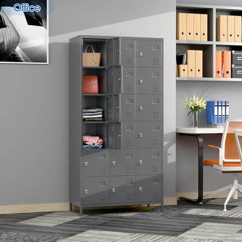 6 Door Metal Storage Locker 18 Hooks,Metal Locker for Employees with Lock for School Garage Office Gym Bedroom,Assembly Required