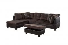 PonLiving Furniture Gazel 103.5'' Sectional Sofa with Storage Ottoman