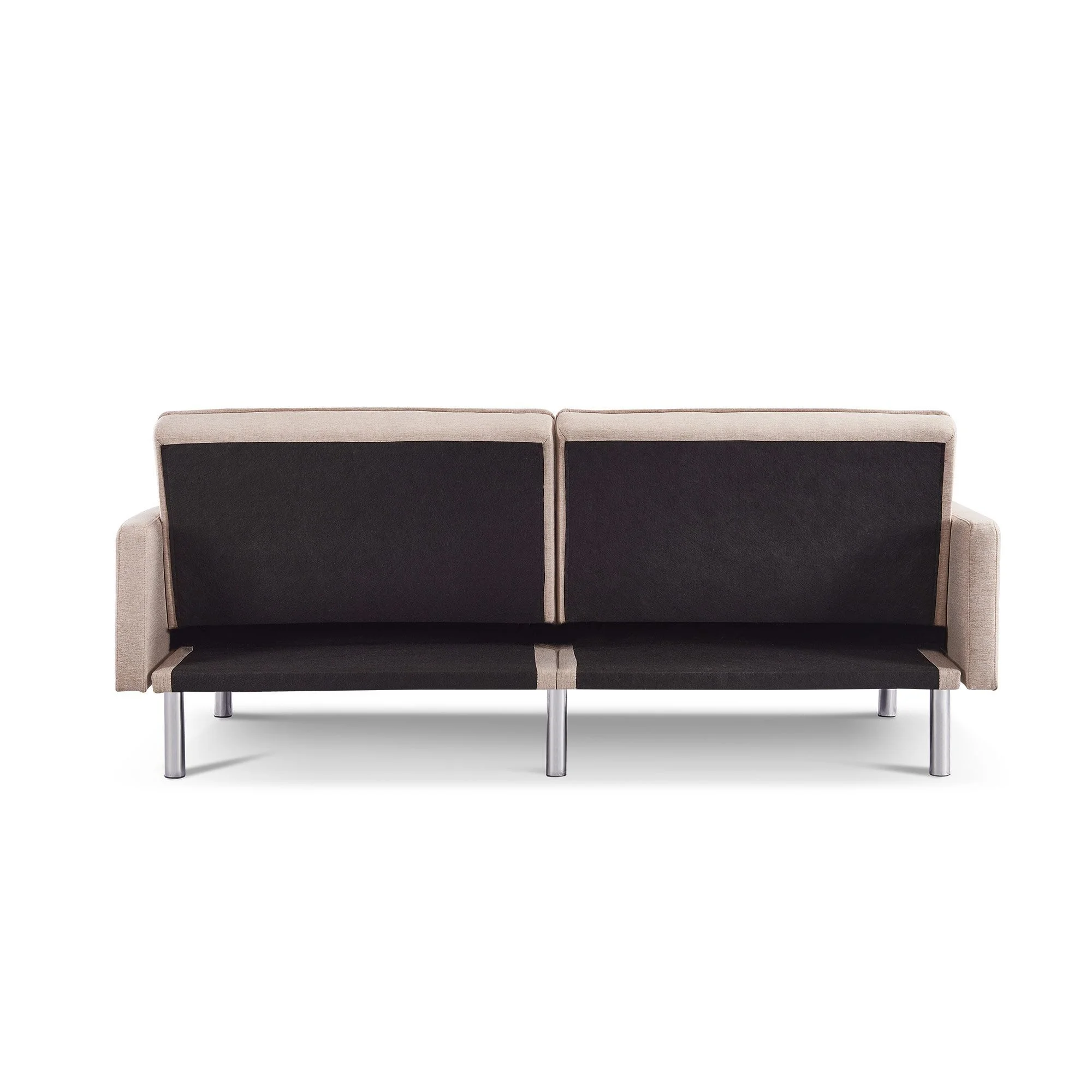 Moootto  84.6 in. Extra Long Modern Tufted Beige Fabric Futon Adjustable Sofa Bed & Folding Daybed Guest Bed, Upholstered Modern Convertible Sofa
