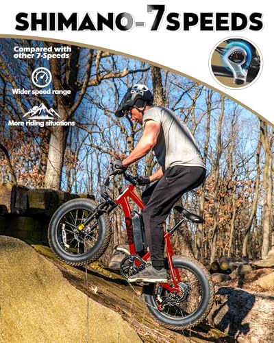 Racer Fat tire Electric Bike for Adults - 28MPH Mountain Ebike with Peak 1200W Brushless Motor, 499Wh Removable Battery