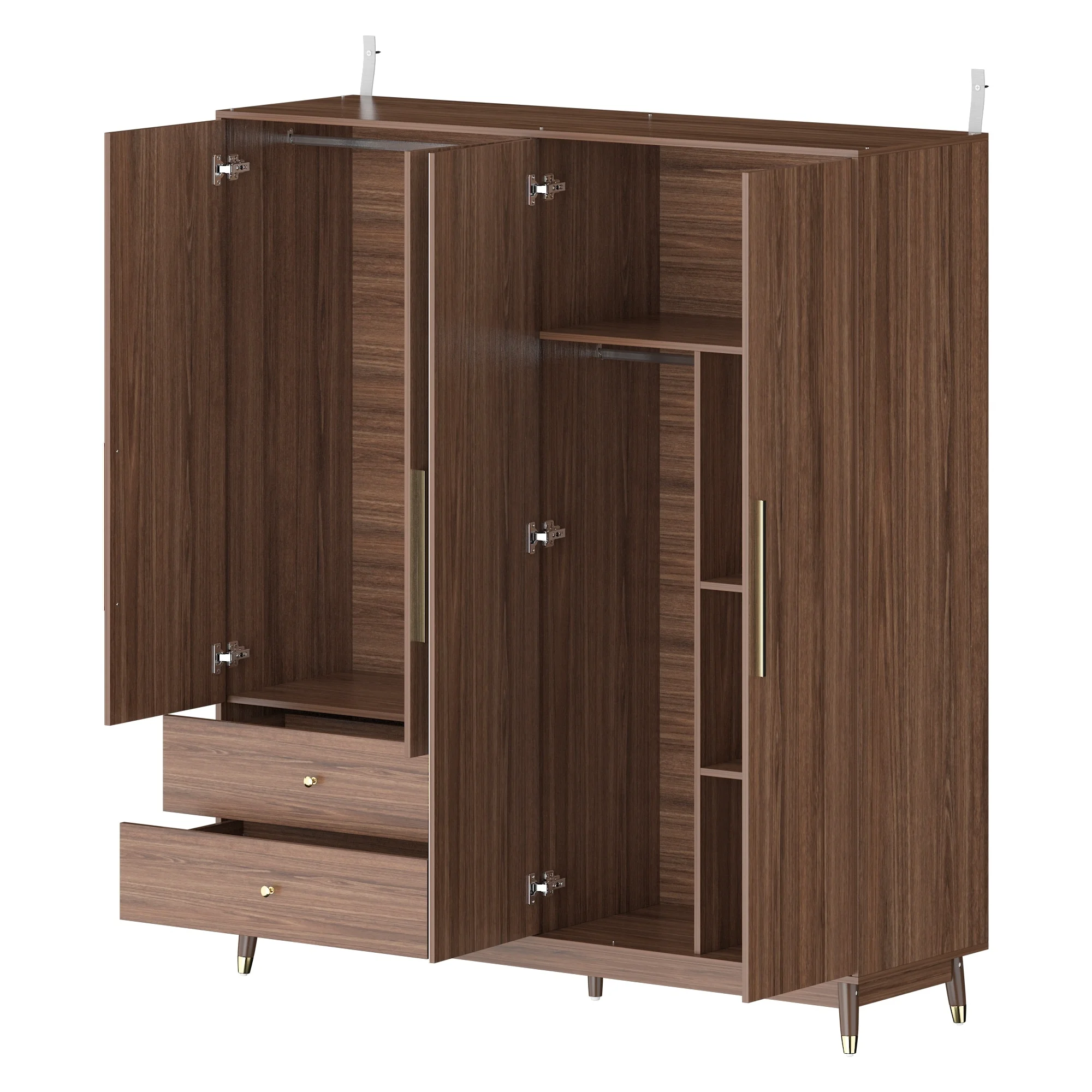 Wardrobe Armoire Closet with Mirror Wardrobe Cabinet with 2 Drawers Wood